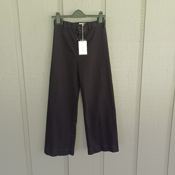 The Great The Seafair Crop Wide Leg Jeans Size 27 Women High Rise Button Black - Picture 1 of 12